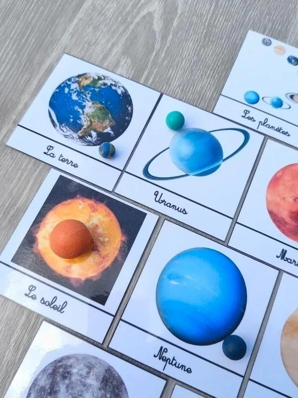 10 cartas de nomenclatura sobre o sistema solar com planetas Montessori – photo 3